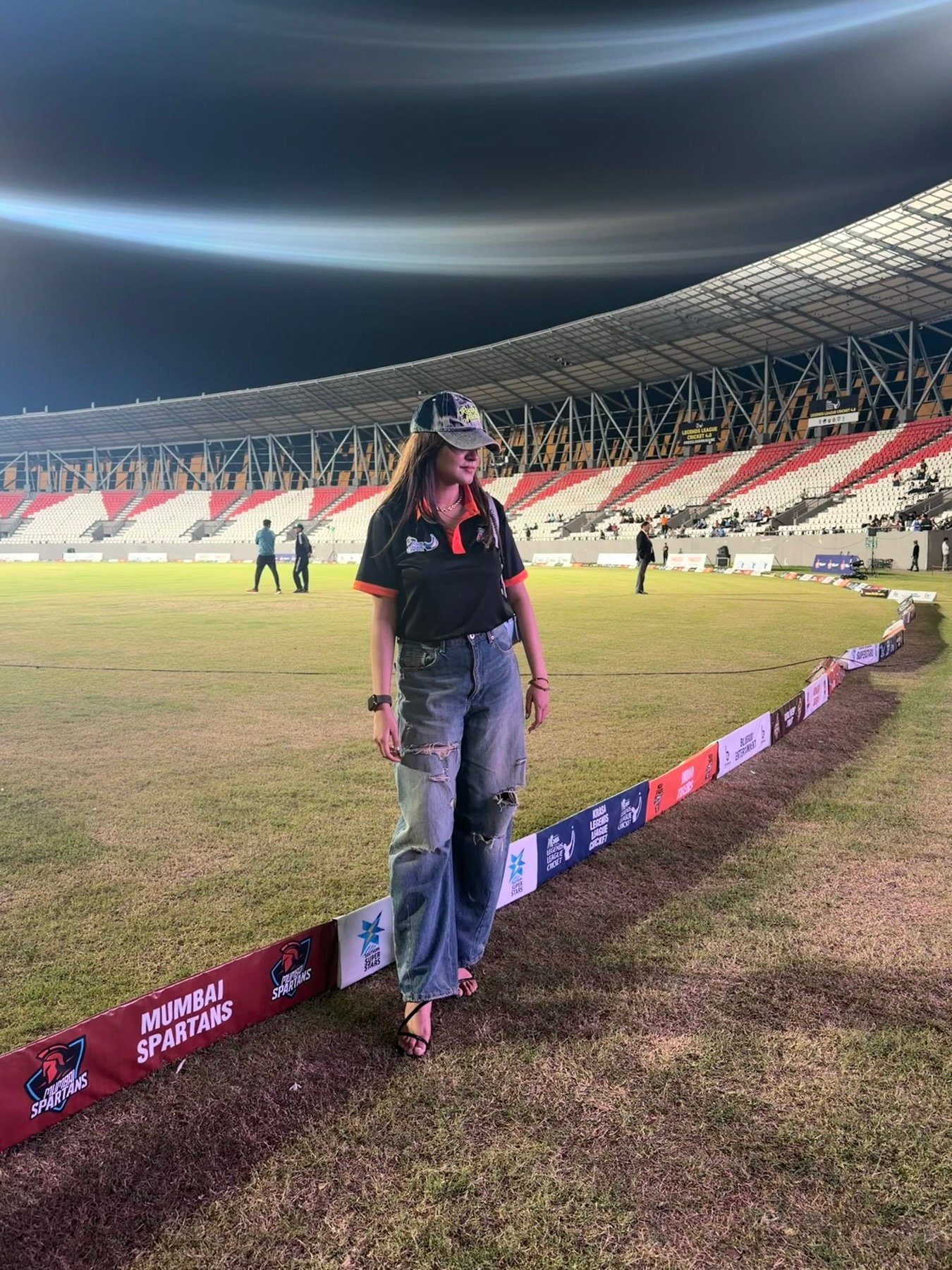 Khushi Ansari at a Legends League Cricket stadium
